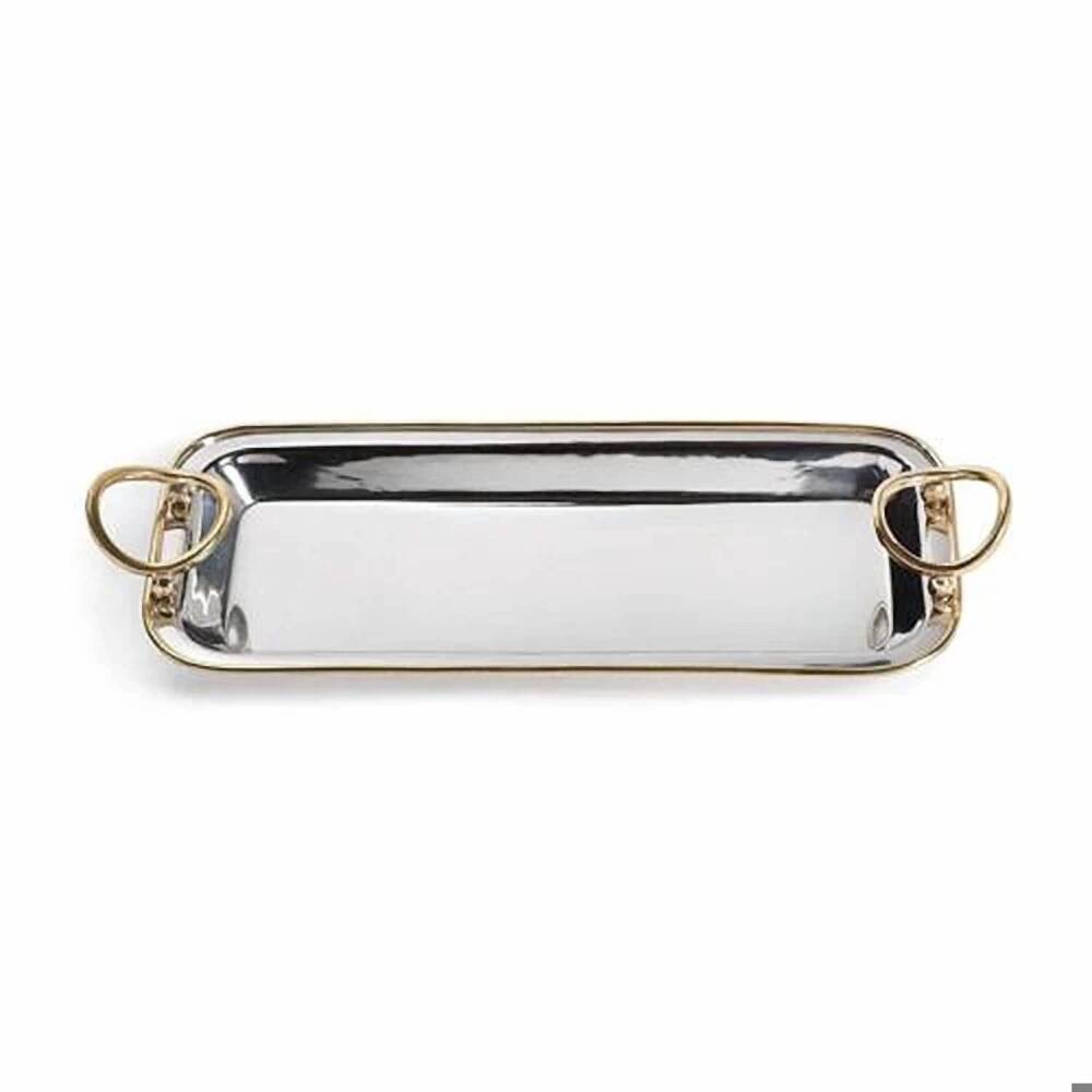 NEW ZODAX polished nickel and precious tray in gold